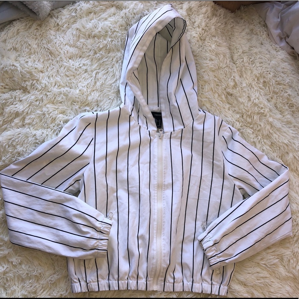 Pinstripe White Bomber